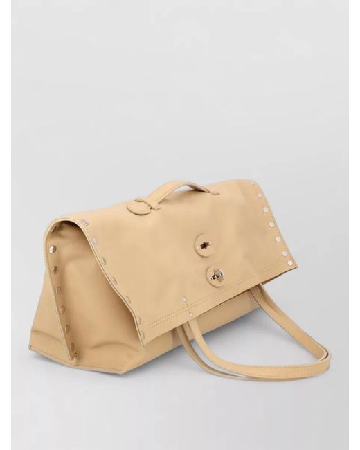 Zanellato Natural Studded Tote Bag Top Handles Design