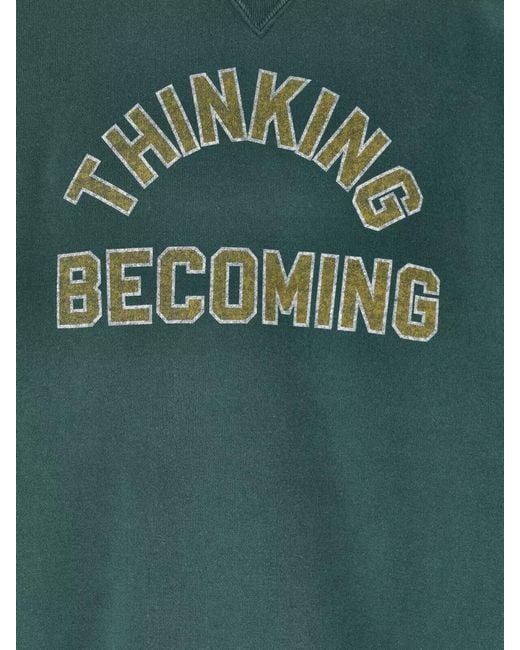 Sacai Green Crew Neck Sweatshirt Embroidered Text Long Sleeves