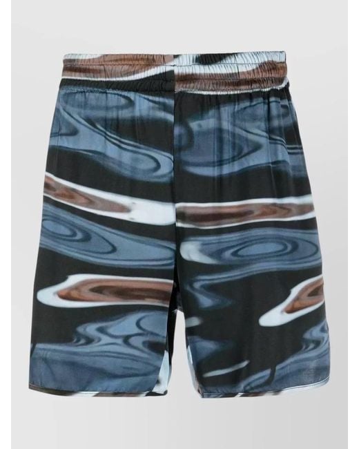 BLUE SKY INN Blue Graphic Print Shorts Elasticated Waistband for men