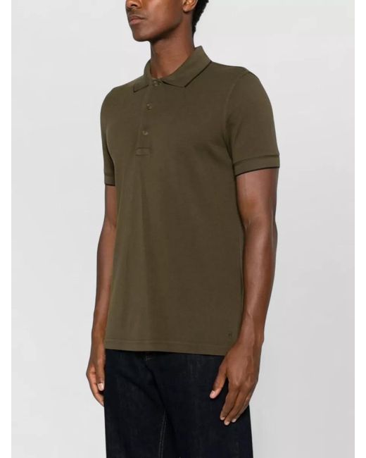 Tom Ford Green Cotton Polo Shirt Short Sleeve Design for men