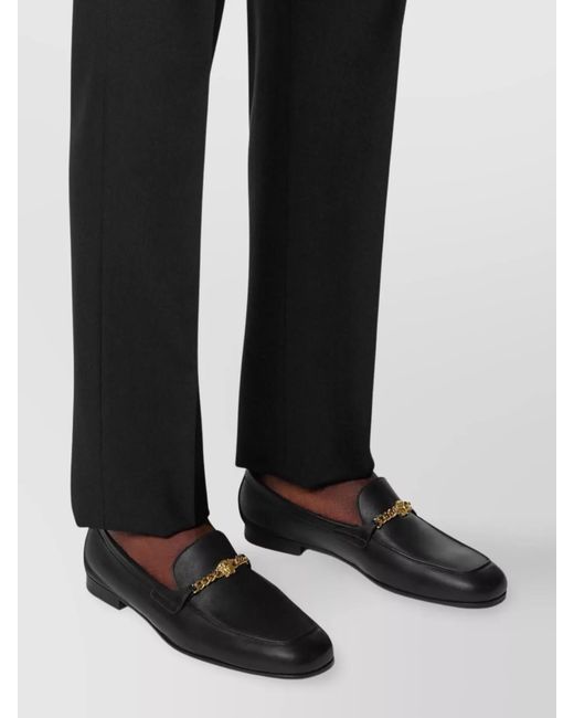 Versace Black Leather Medusa Loafers for men