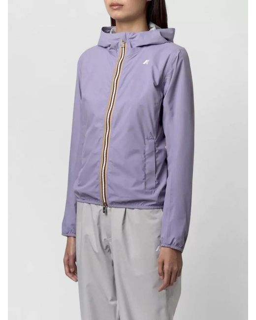 K-Way Purple Hooded Jackets Elastic Cuffs Lightweight Pockets