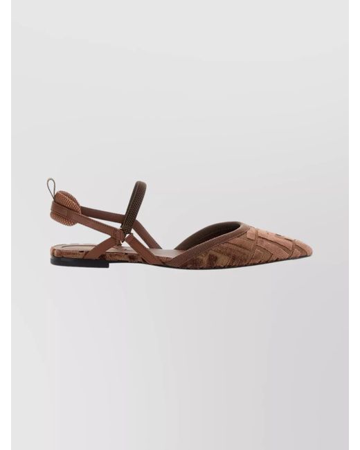 Fendi Multicolor Pointed Toe Sling Back Ballerina Shoes