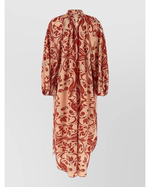 F.R.S For Restless Sleepers Red Europa Dress Long Sleeves Floral Pattern