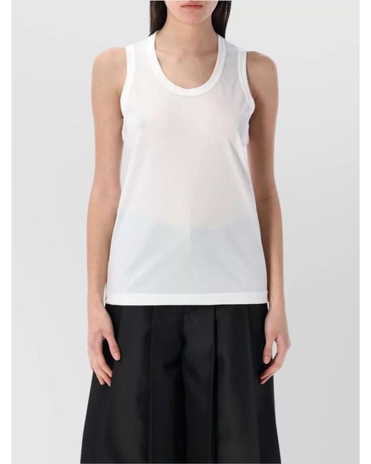 Comme des Garçons White Logo Print Scoop Neck Sleeveless Tank Top