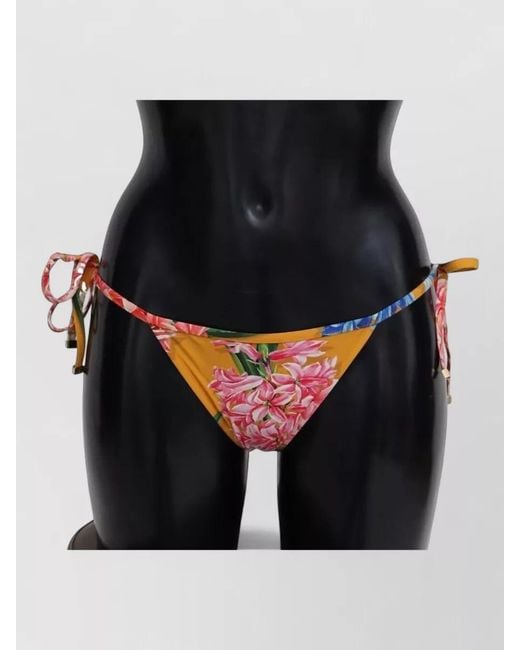 Dolce & Gabbana Yellow Floral-Print Bikini Bottoms