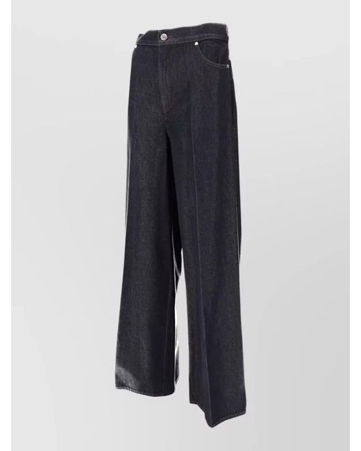 Max Mara Blue Wide Leg Pants Belt Loops Pockets
