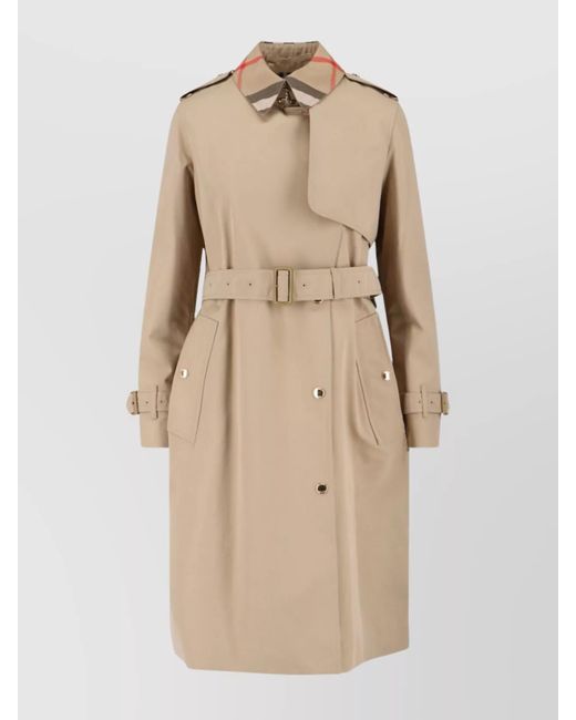 Burberry Natural Stylish Jacket With Belted Waist And Epaulettes