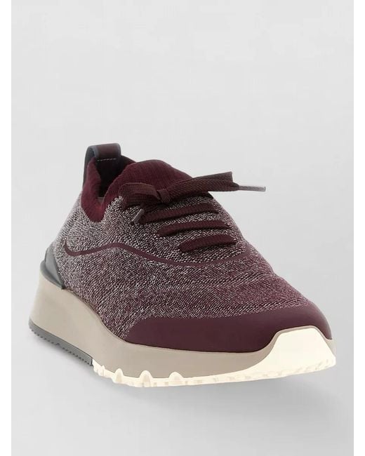 Brunello Cucinelli Brown Cotton Knit Slip-On Sneakers for men