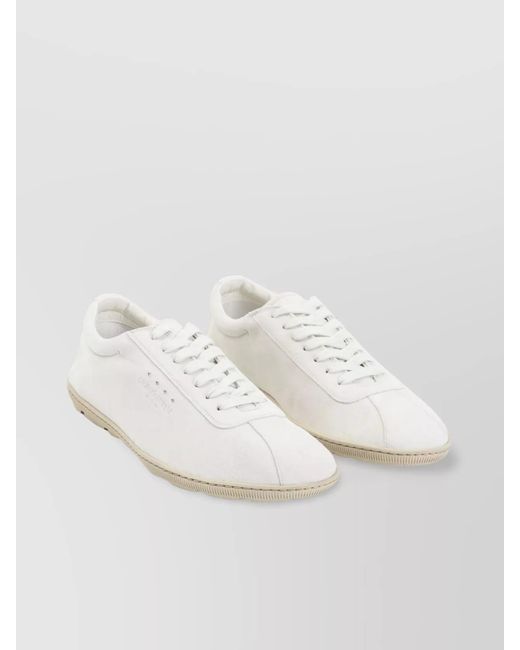Giorgio Armani White Rubber Sole Goat Leather Sneakers for men