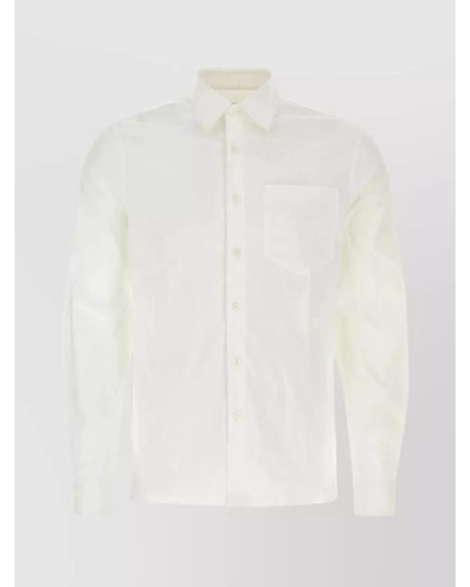 Prada White Stretch Poplin Shirt for men