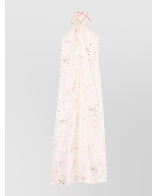 Forte_forte White Halter Neck Silk Maxi Dress Floral