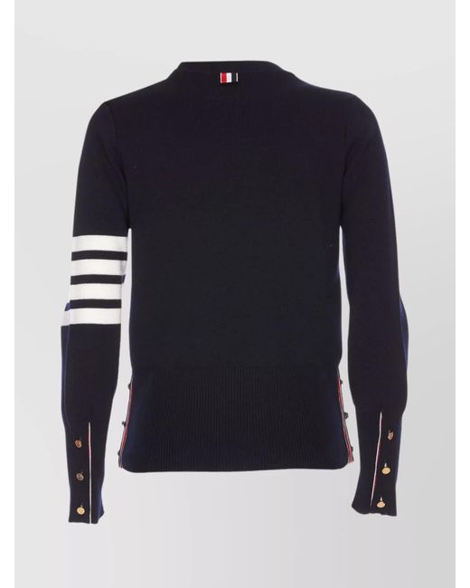 Thom Browne Blue Wool Milano-Stitch Crewneck Jumper
