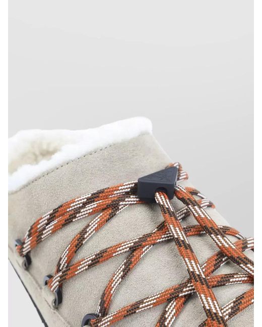 Prada Gray Shearling Lined Mules Rubber Sole Triangle