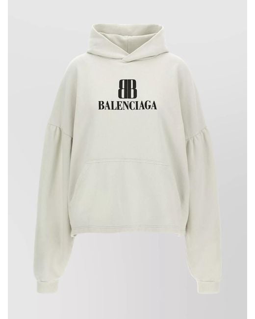 Balenciaga White Oversized Cropped Hoodie