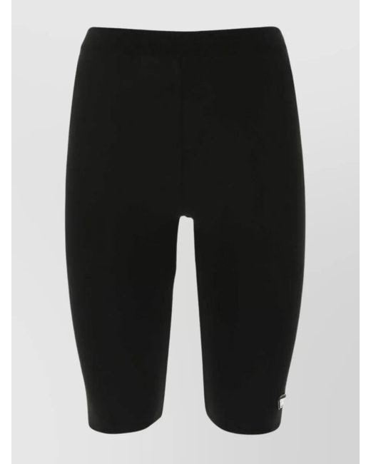 Prada Black Viscose Blend Cropped Leggings With Stretch Fit
