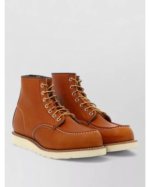 Red Wing Brown Moc Toe Ankle Boots Contrast Stitching for men