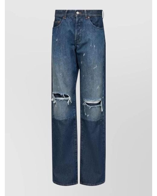 MM6 by Maison Margiela Blue High Waist Wide Leg Denim Jeans