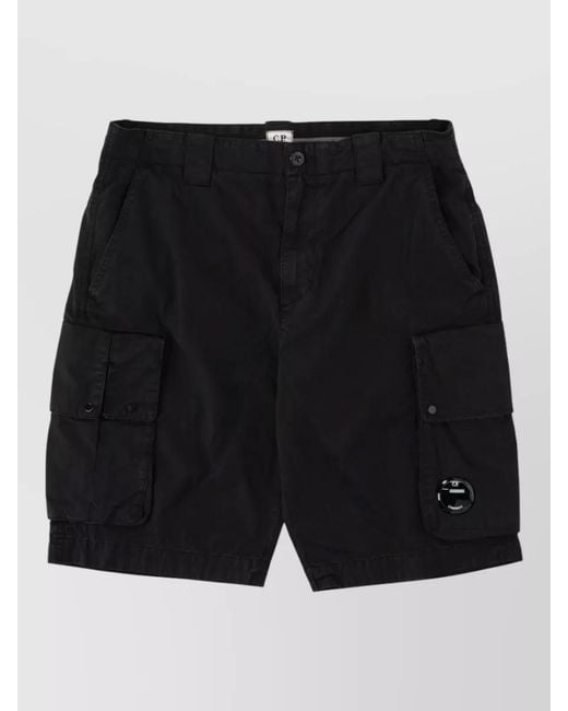 C P Company Black Swim Shorts Belt Loops And Cargo Pockets for men