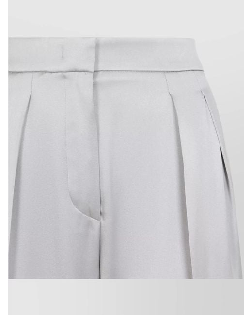 Giorgio Armani White Silk Straight-Leg Tailored Trousers