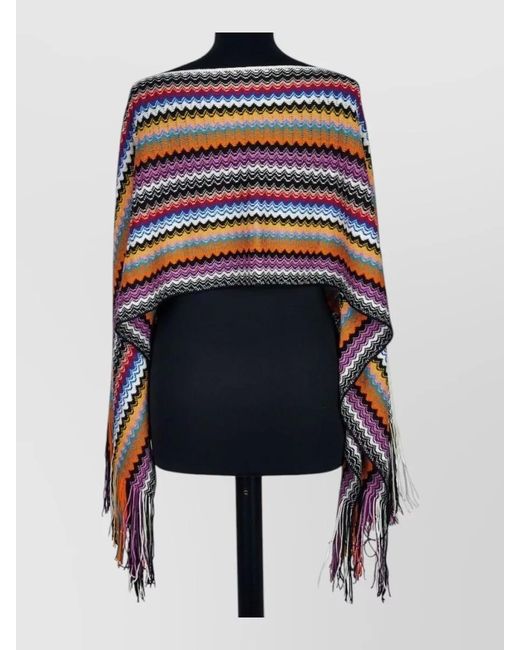 Missoni Blue Wool Poncho