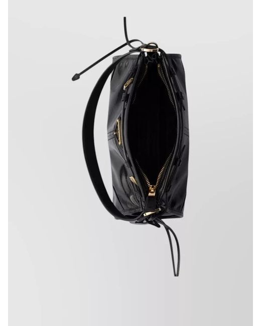 Prada Black Bonnie Small Leather Shoulder Bag Hobo