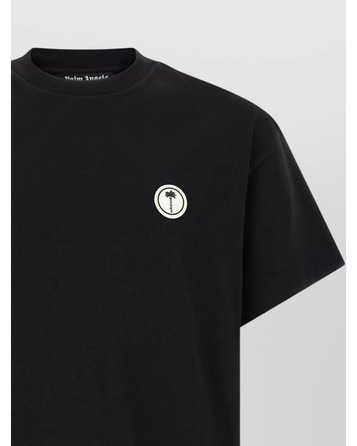 Palm Angels Black Logo Badge Regular Fit Crew Neck T-Shirt for men