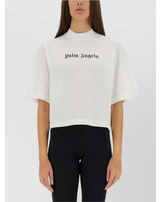 Palm Angels White Cropped Cotton T-Shirt