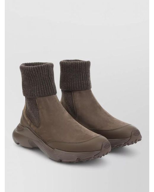 Tod's Brown Suede Chunky Ankle Boots