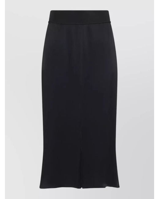 Maison Margiela Blue Satin Midi Skirt High Waist Slit