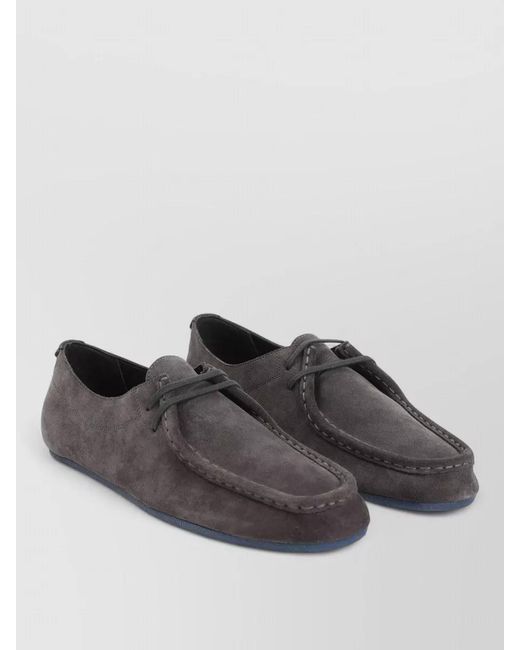 Jil Sander Gray Suede Lace Up Moccasin Style Loafers Rubber for men