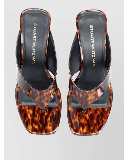 Stuart Weitzman Gray Sandal Open Toe Wedge Heel Tortoiseshell Pattern