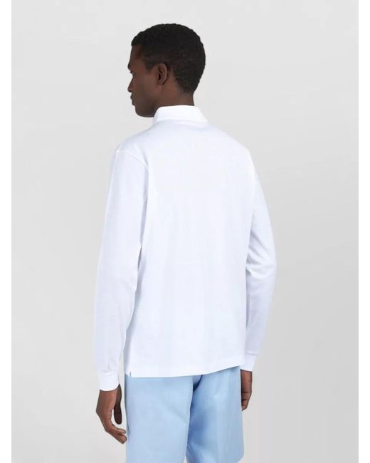 Paul & Shark White Cotton Polo Shirt Long Sleeves Collar for men