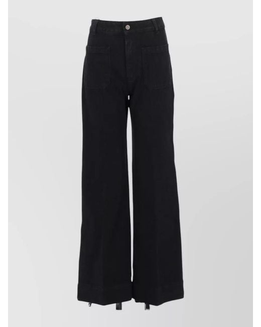 Victoria Beckham Blue Alina Wide Leg Jeans Belt Loops Pockets