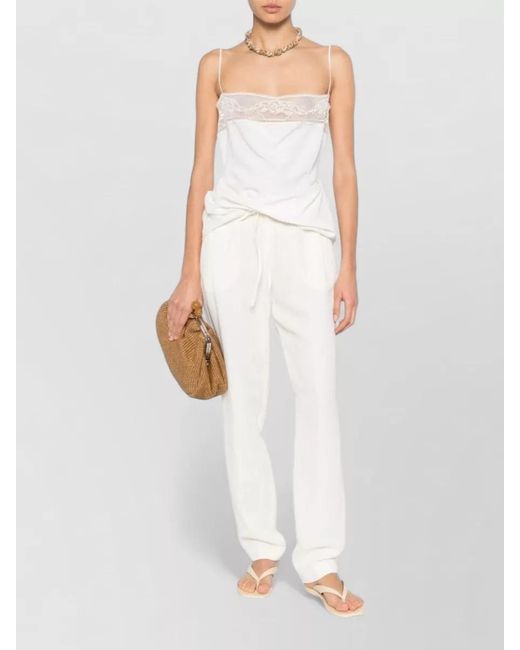Fabiana Filippi White Relaxed Straight Leg Trousers Elasticated Waistband