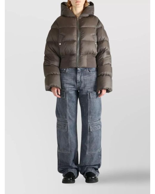 Rick Owens Multicolor Down Hooded Cropped Puffer Jacket