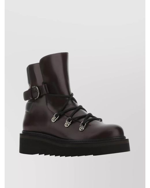Ferragamo Black Leather Ankle Boots