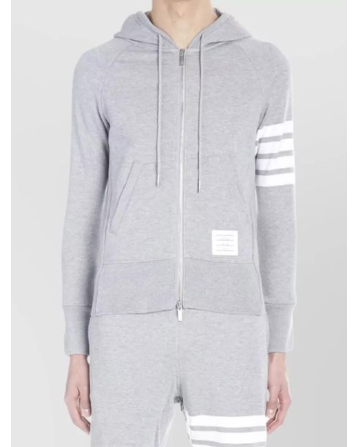 Thom Browne Blue Cotton Zip Up Hoodie for men