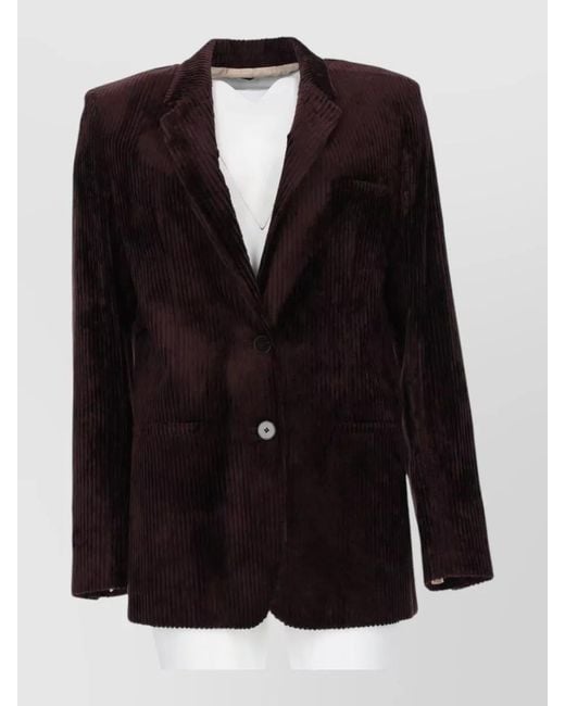 Alysi Black Ribbed Single Breasted Jacket Long Sleeves