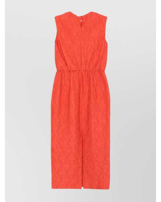 Harris Wharf London Red Sleeveless Cotton Midi Dress