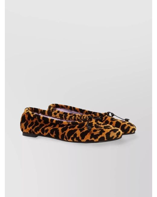 Stella McCartney White Leopard-Print Ballet Flats
