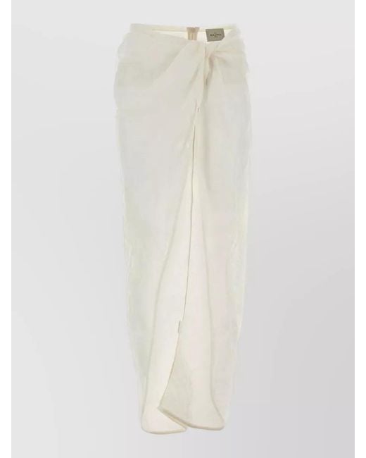 LeKasha White Linen Maxi Skirt Wrap Sheer Beach Style