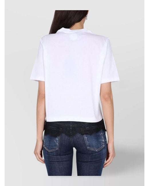 DSquared² Blue Cropped Logo Print T-Shirt