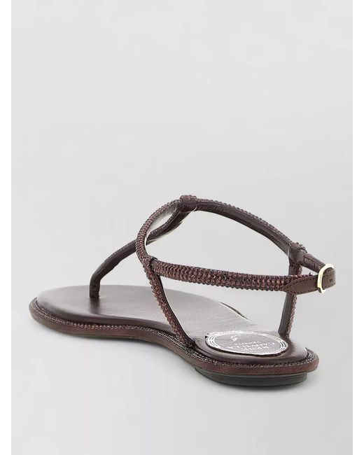 Rene Caovilla Multicolor Rhinestone Embellished Leather Flip Flop Sandals