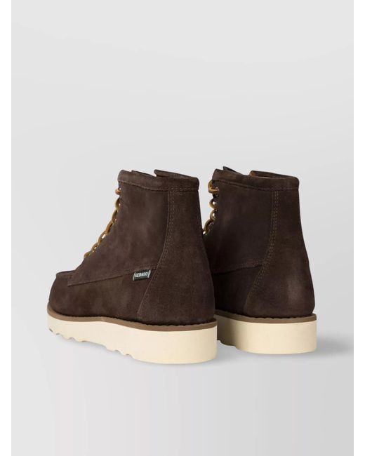 Sebago Brown Mid Suede Lace-Up Boots With Stitch Detailing for men