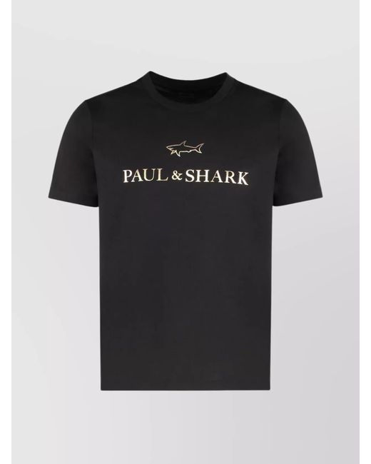 Paul & Shark Black Cotton Logo Print Short Sleeve T-Shirt for men
