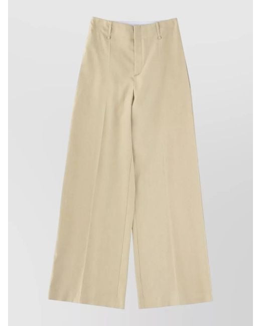 Alysi Natural Linen Blend Tailored Pants Wide Leg