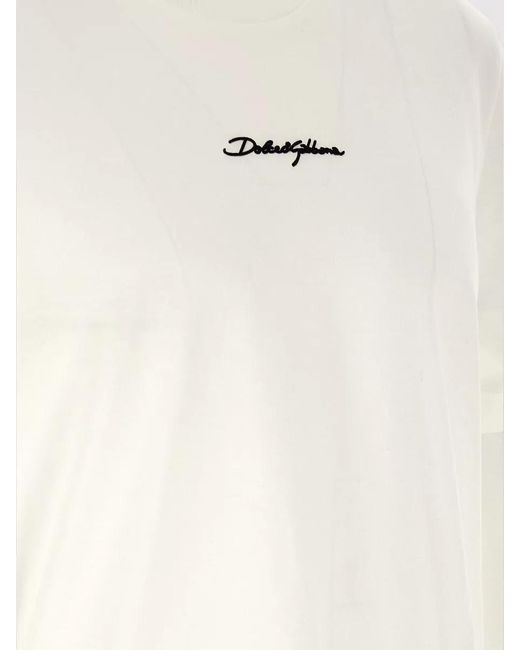 Dolce & Gabbana Natural Logo Patch Crew Neck Short Sleeve T-Shirt for men