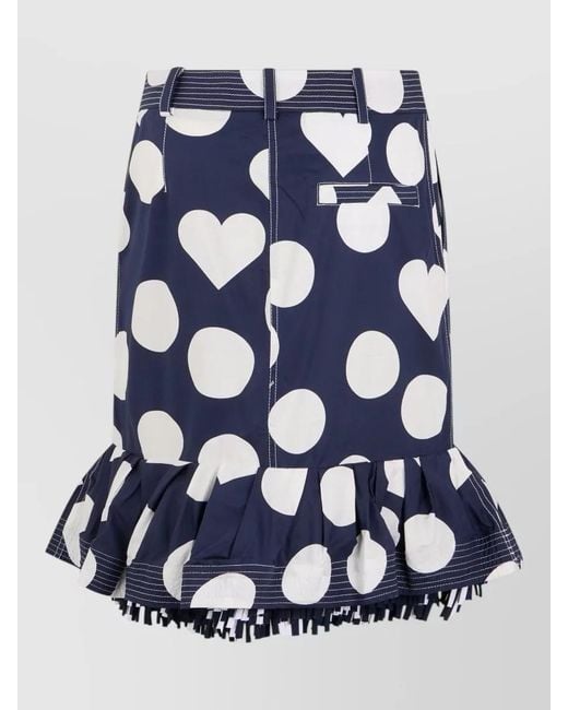 Jacquemus Blue High Waist Skirt Ruffled Hem Polka Dots