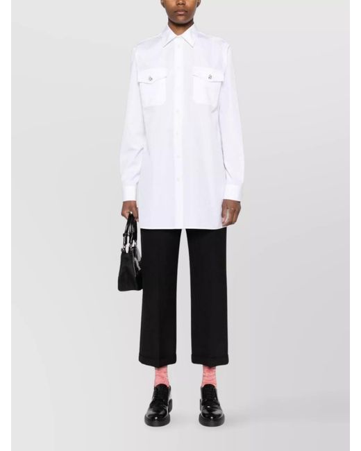 Prada White Cotton Long-Sleeve Shirt